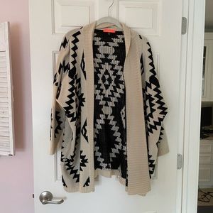 Tribal Print Oversized Cardigan